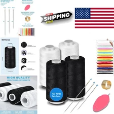 Sewing Thread Kit 4 Spools 700 Yards Each in White Black and 21 Color Options