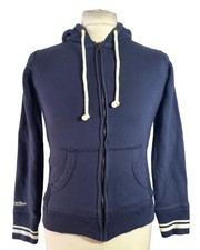 Mitchell Ness Woman's Distressed Full-Zip Hoodie Navy Blue Color Size Large