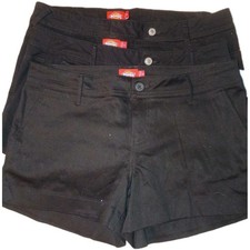 Lot Of 3 Dickies Girl Black Shorts Size 13 Juniors Stretch Twill School NWT GUC