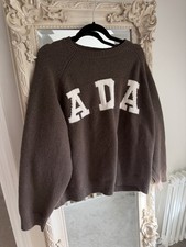 Adanola Dark Cocoa (brown) Knit Sweatshirt Jumper With Cream ADA logo Size Small