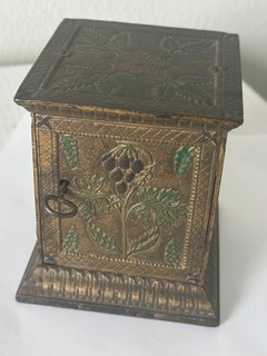 Rare 1890's Painted Floral Design Metal Cast Iron House Safe Door Opens With Key