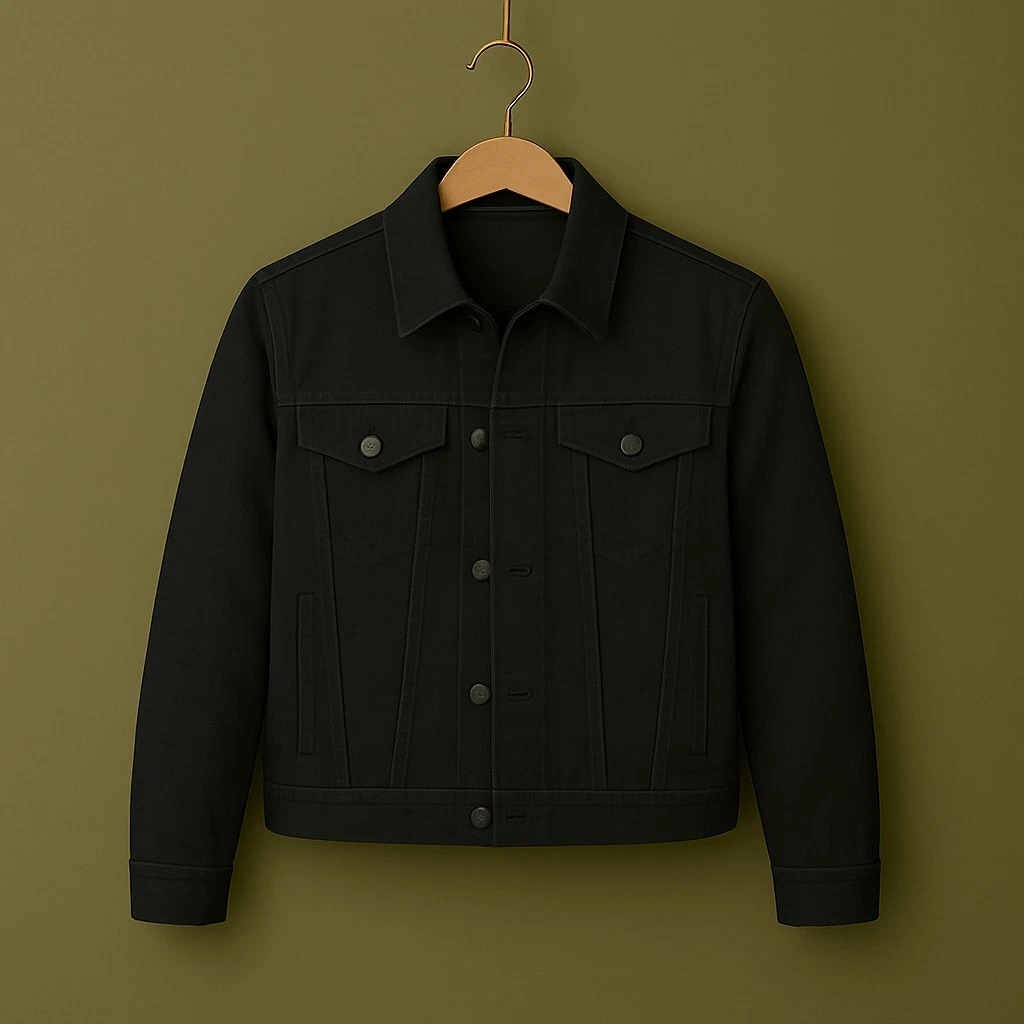 Women’s Black Cotton Denim Jacket Button Up Jean Coat Classic Casual Free Ship