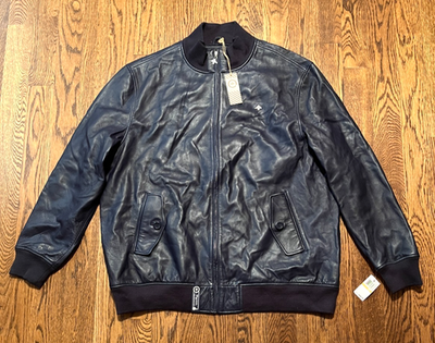LRG Lifted Research Group Leather Jacket Mens 4XL Blue Vintage NWT