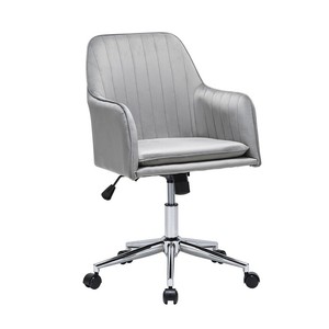 Swivel Office Chair Stripe Velvet Upholstered Home Computer Study Chairs Gray | eBay