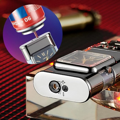 Windproof Lighter Vintage Watch Bezel Jet Flame Torch Refillable Butane Lighters - Bild 9 von 15