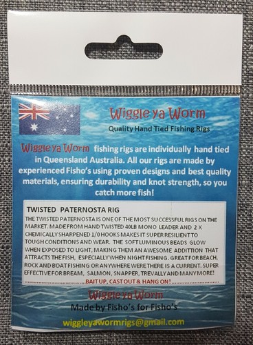 10x Wiggle ya Worm 40lb Brim (Bream) Twisted Paternosta rigs, 2x size1 hooks - Picture 4 of 12