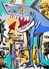 CORBELLIC EXPRESSIONISM 16X20 SOCIAL SHARK EATER FINE ART HOME INTERIOR DESIGN