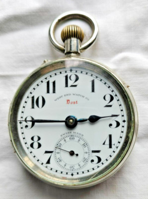 WEST END WATCH CO. DOST WINDING POCKET WATCH PORCELAIN DIAL VINTAGE