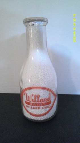 Vintage Willard Dairy Quart Milk Bottle of Willard, Ohio OH
