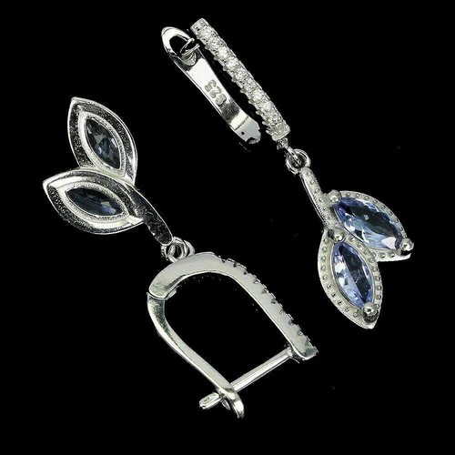 Sterling Silver Necklace Earrings Tanzanite Opal Genuine Natural Gems - Picture 21 of 24