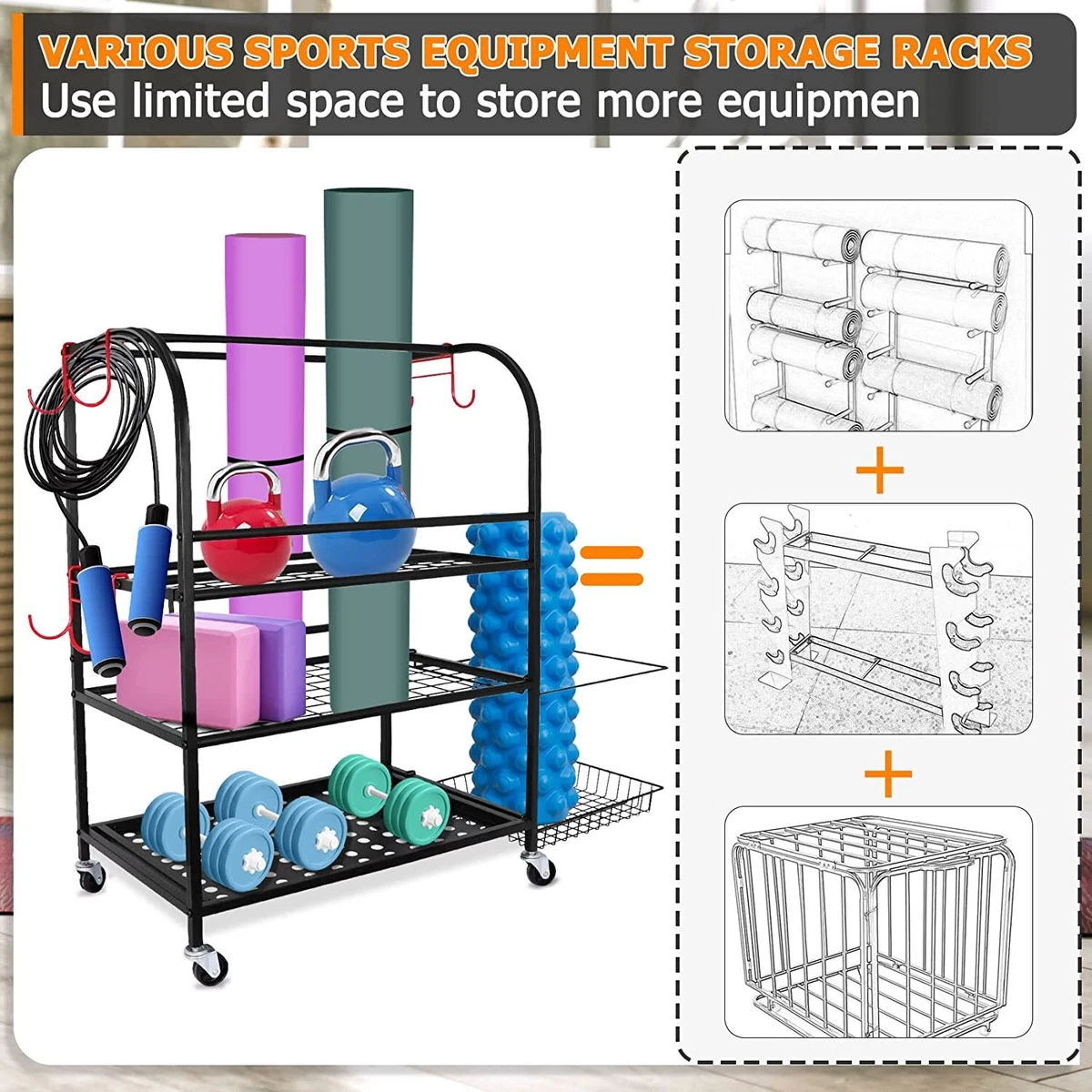 Fitness equipment online storage rack