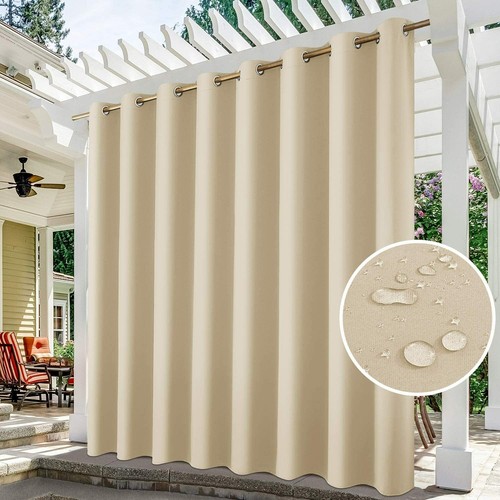 100*84in Outdoor Patio Curtains Sun Blocking Drapes for Gazebo, Porch, Pergola - Picture 21 of 38