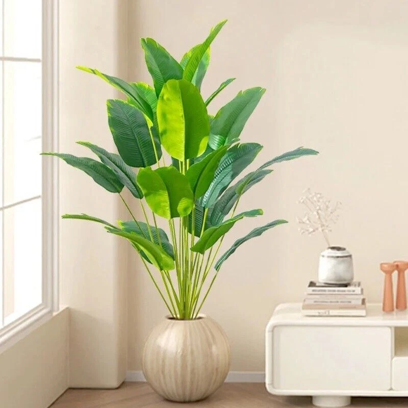 Kunstpflanze Palme Groß 80cm Zimmerpflanze Kunstbaum Strelitzia Monstera - Bild 3 von 4
