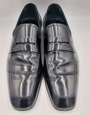 Salvatore Ferragamo Mens 9 D Italian Black Leather Shoe Loafers