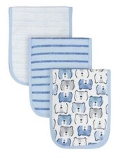 Gerber Organic Cotton Interlock Terry Burp Cloths, Baby Boy , Teddy Bear, Qty 3