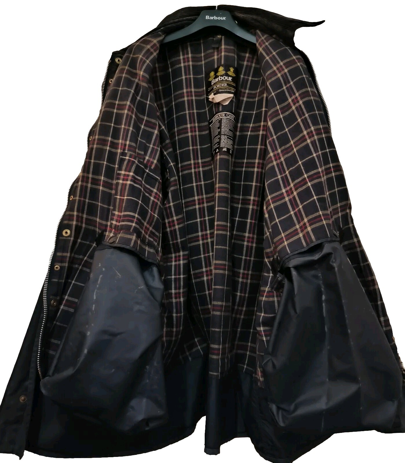 Barbour Border Navy Wax Jacket 46in XXL Liner And Repair Kit Read