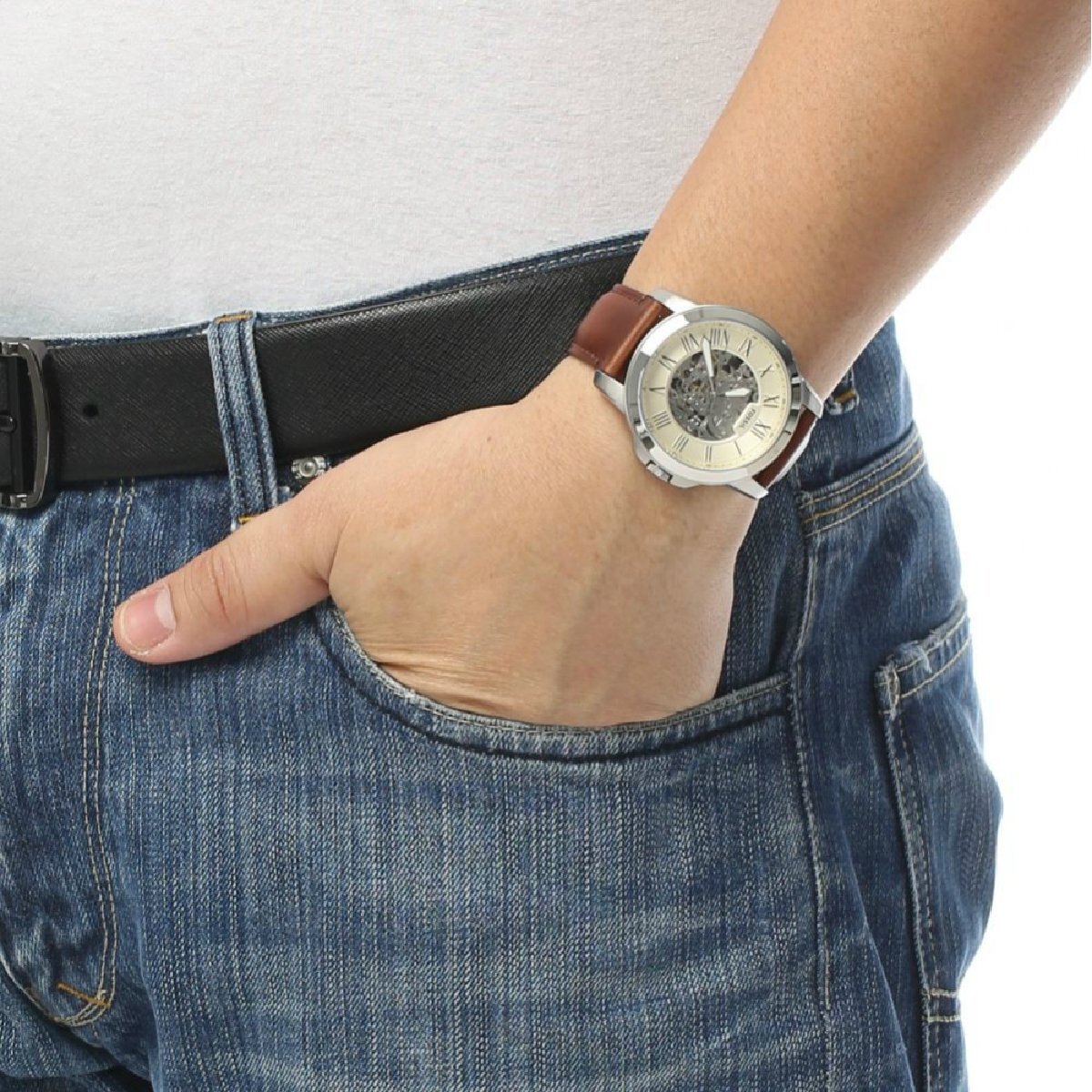FOSSIL 腕時計 ME3099 Grant Automatic Dark Brown Leather Watch - ME3099 - Fossil