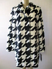 Adrienne Landau Faux Fur Cape Mid-Length Coat Size M Black White NWT