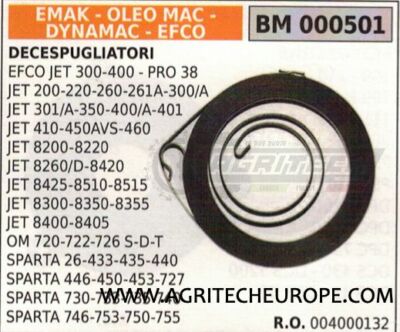 004000132 Starter Spring Oleomac Brush Cutter Sparta 26 433 435 440 446 450
