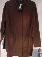 Pretty Little Thing Chocolate Poplin Split Side Detail Shirt Dress Size 12 BNWT