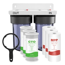 10x4.5" 100,000 gals 2-Stage Whole House Water Filter System Reduce Odor, Taste