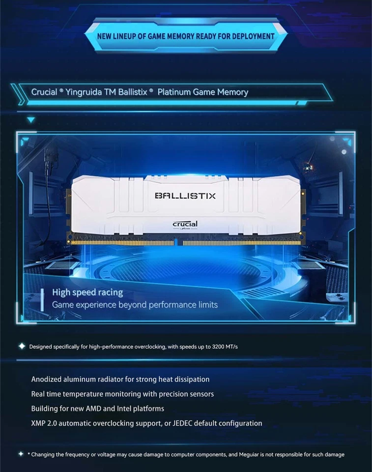 Crucial 8 GB 16 GB DDR4 2666 3200 3600 MHz Ballistix Desktop Game 288pin Memory - Bild 4 von 4