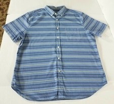 Nautica Classic SS Striped Button Down Shirt Logo Men XL Blue Mint Green White