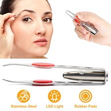 MAKE UP LED LIGHT Tweezer EYELASH EYEBROW HAIR REMOVER TWEEZERS