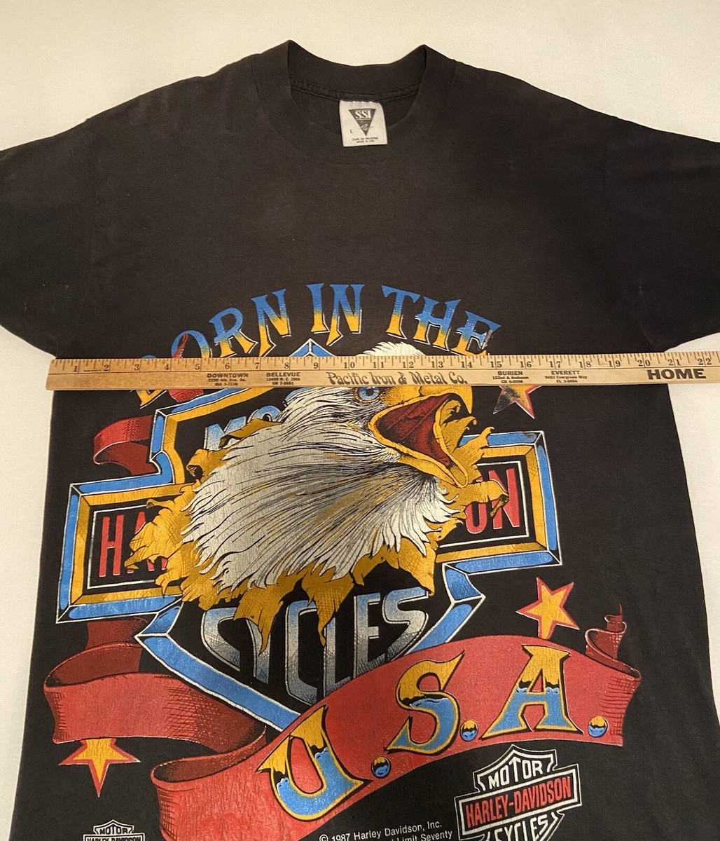 Vintage 80s Harley Davidson Born in the USA tshirt size Large. | eBay