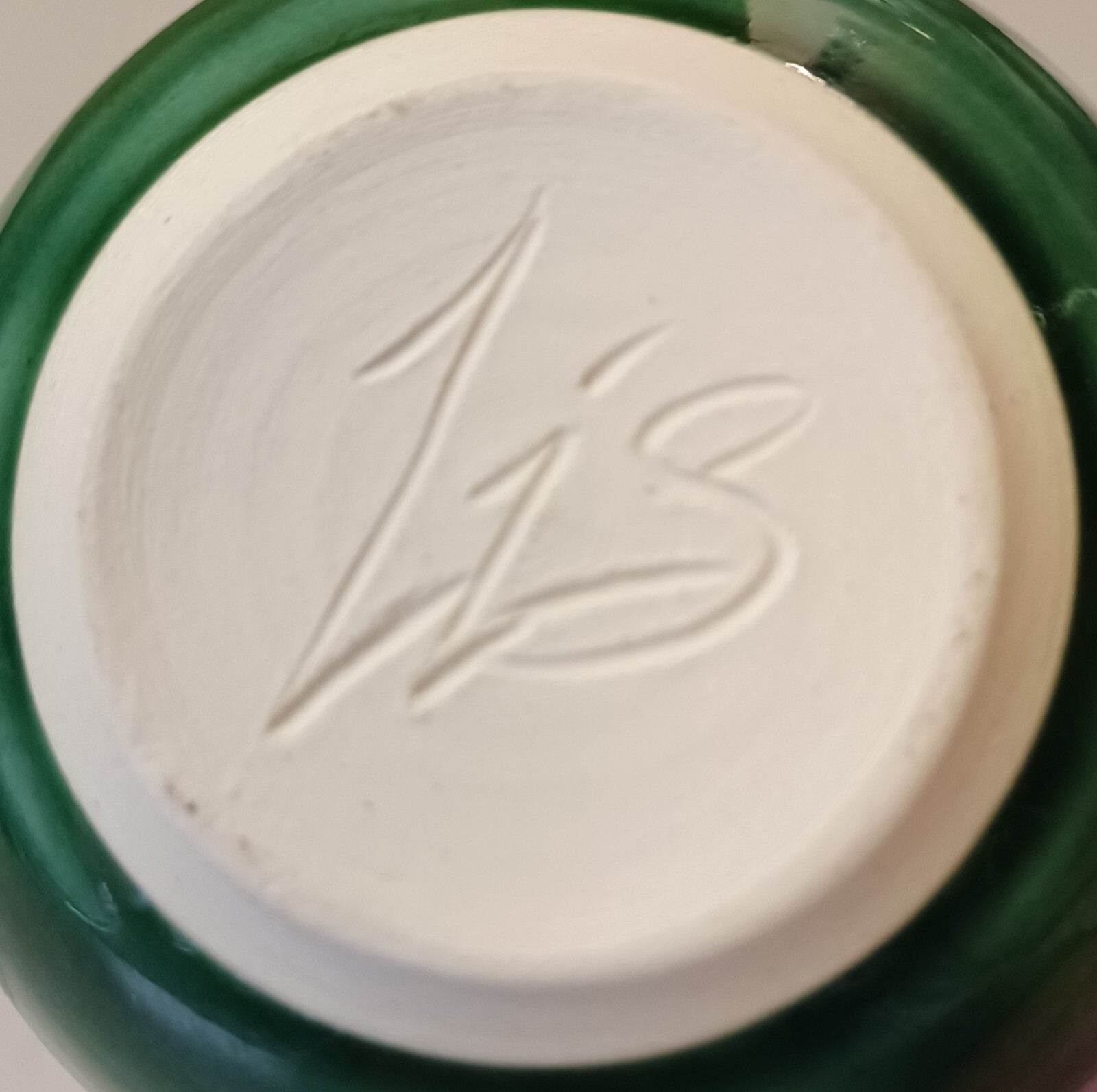 studio pottery green face jug pot - reminds me of a frog