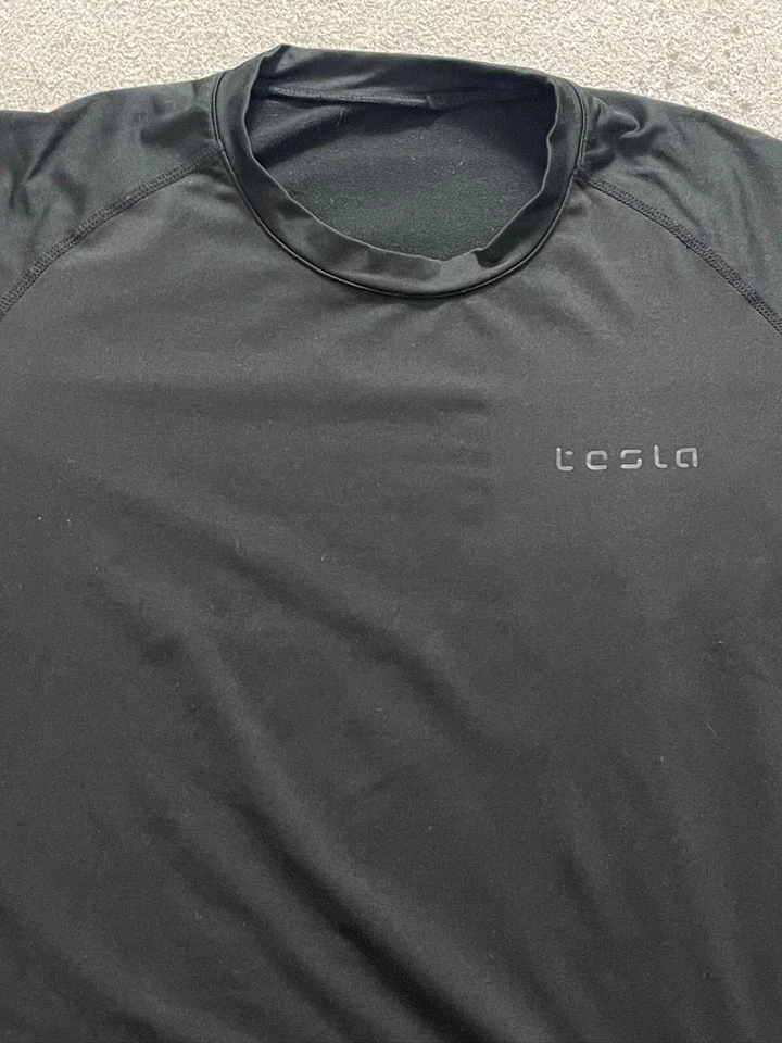 Tesla Compression Shirt Mens Size L Black Athletic Long Sleeve Stretch Large - Image 2 of 4