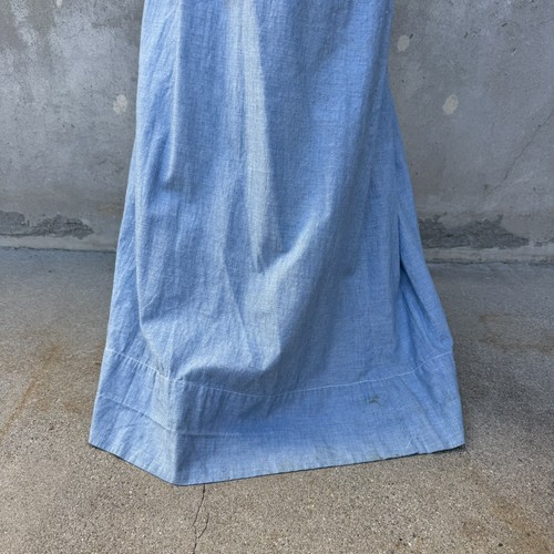 Antique Edwardian Blue Chambray Cotton Dress Workwear Prairie Maxi Vintage - Picture 17 of 23