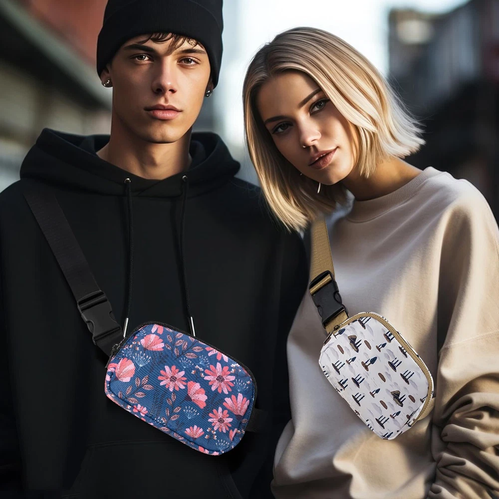 Unisex Belt Bag Floral Fanny Pack for Women Men with Adjustable Strap Small W...