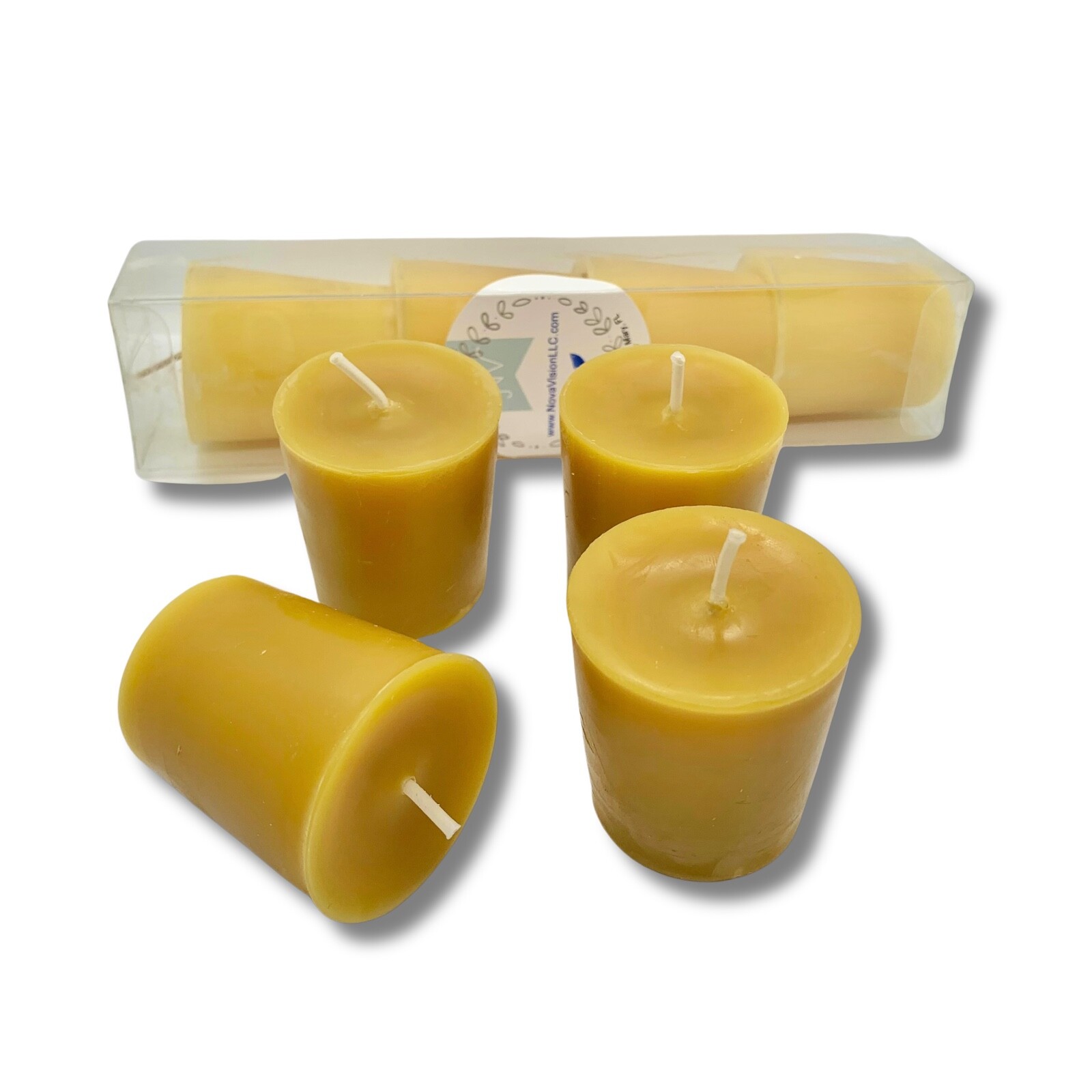 Natural Beeswax Votive Candles 2&rdquo; x 1.5&rdquo; (4-pack) | Handcrafted Beeswax Votives