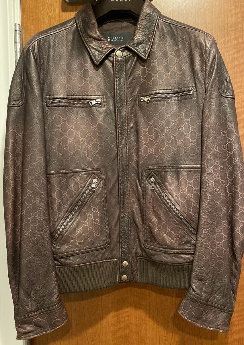 GUCCI SIGNATURE GG MONOGRAM 100% AUTHENTIC LEATHER MOTO GUCCI SIGNATURE GG MONOGRAM 100% AUTHENTIC LEATHER MOTO