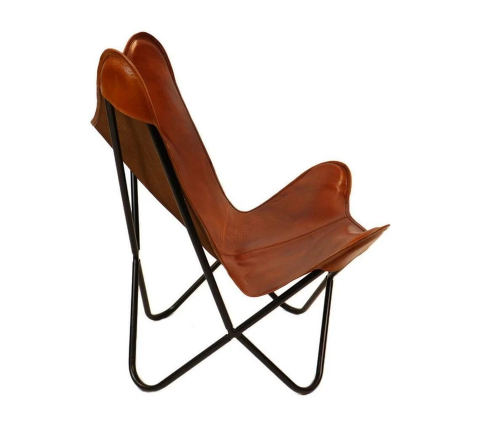 Retro Vintage Leather Butterfly Chair leather Handmade BROWN CHAIR ( Cover Only - image 3 of 4