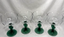 4 Libbey Handblown Cactus  MCM Mexican Margarita Glasses Green Base 16 oz EUC!