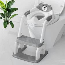 Potty Training Seat with Step Stool, Toddler Toilet Gray 