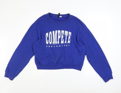 H&M Divided Damen Blau Cropped Pullover Sweatshirt Medium