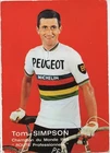 CYCLING MAP OF TOM SIMPSON AS WORLD CHAMPION