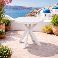 Gartentisch Ø70Cm Kunststoff Weiß Rund Balkontisch Bistrotisch Outdoortisch
