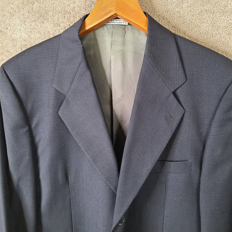 Uomo Ungaro Suit Mens 40S Blue Nailhead Wool 2 Piece Set 3 Button Pleated 32x28 - Image 3 of 4