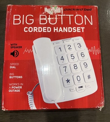 Packard Bell PB300WH Big Button Corded Telephone White Speakerphone Speed Dial