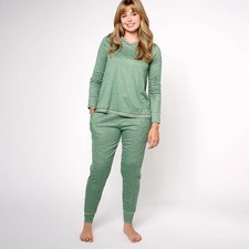 Cuddl Duds Size M Regular Sound Sleep Pajama Set w/Stitch Detail GREEN A516684