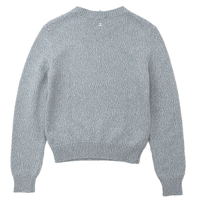 CHANEL Sweater LOOK27 P73896 Women Size 36 COCOMark 100%-Cashmere Knit Blue gray thumbnail 9