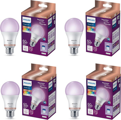Philips Smart LED Full Color Light Bulb 4-Pack, A19 60W 800LM E26 Indoor, Sunset