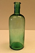 Antique Aqua Green Glass Bottle Applied Lip Pontil Base Primitive Old Era Antq"R