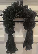 Antique Victorian Black Collar Neck Ruff Ruffled Pleated Handmade