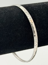 925 Sterling Silver Hammered Textured Bangle Bracelet 4.2mm 4g New