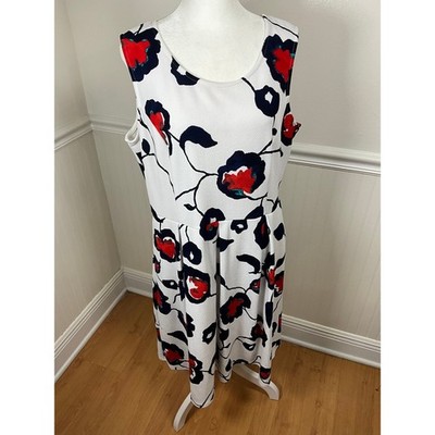 Le Lis White Floral Dress Red Navy Blue Sleeveless Casual Summer Women Size XL